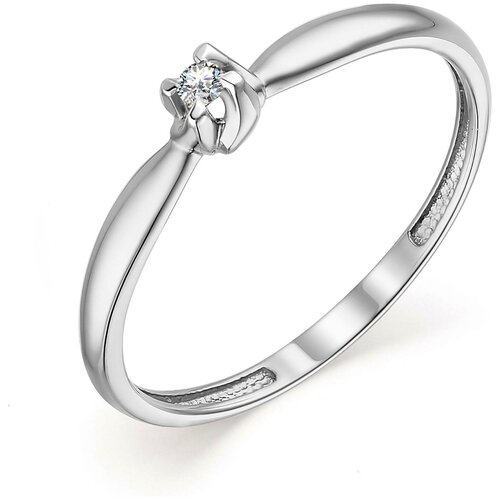 фото Алькор кольцо с 1 бриллиантом из белого золота 13618-200, размер 18.5