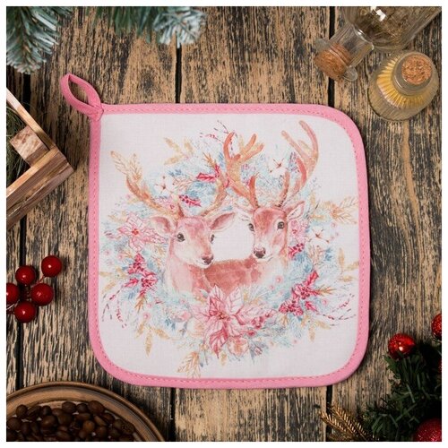 Прихватка Сказочные олени 19х19см100 хлопок ватин 250гм2 348₽