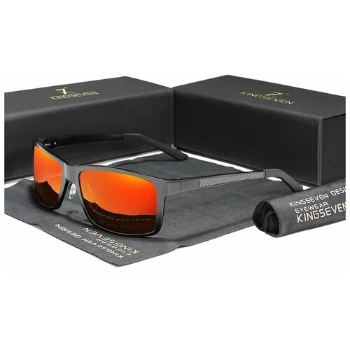 Солнцезащитные очки KINGSEVEN N7021_Black_Red, черный, оранжевый