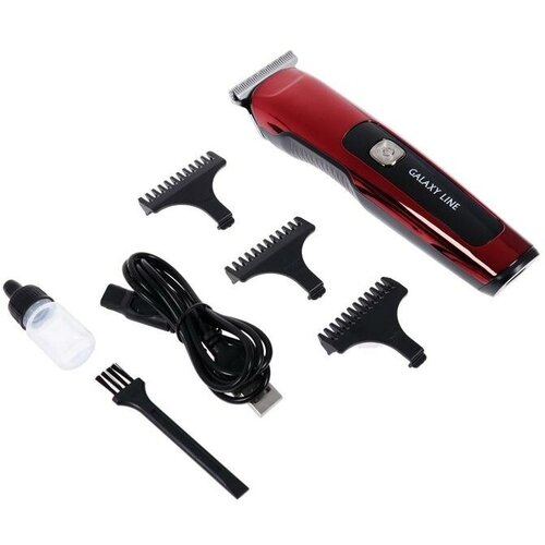 Машинка для стрижки Galaxy GL 4163 АКБ 3 насадки лезвия из нерж стали бордовая 537900₽