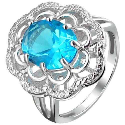 фото Эстет кольцо с фианитами и кварцами из серебра с19к25076-3, размер 19.5