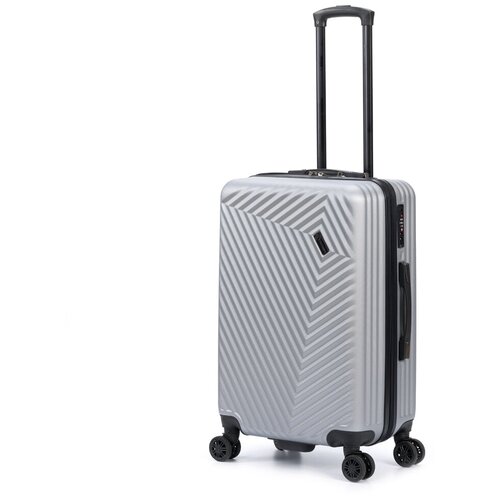 Чемодан Torber, 62 л, размер M, серебряный чемодан torber 62 л размер m голубой