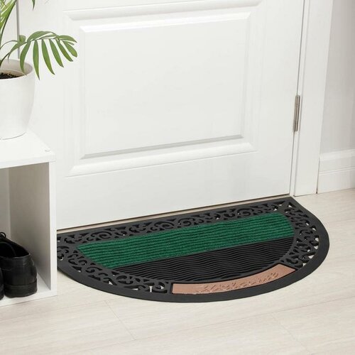 Коврик придверный полукруглый Доляна Welcome, 50х80 см, коричневый