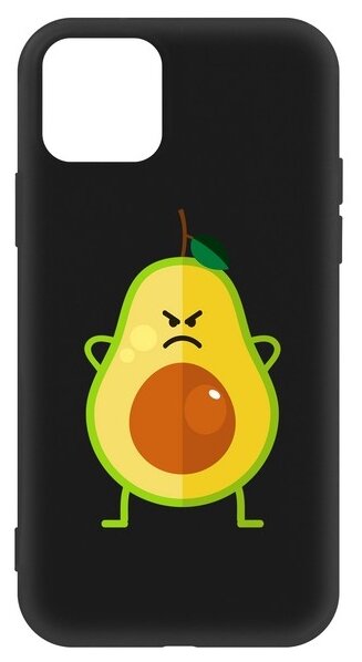 Чехол-накладка Krutoff Soft Case Авокадо Сердитый для Apple iPhone 12/ iPhone 12 Pro черный