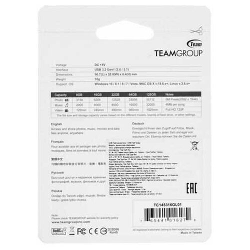 Память USB Flash 16 ГБ Team Group C145 [TC145316GL01]