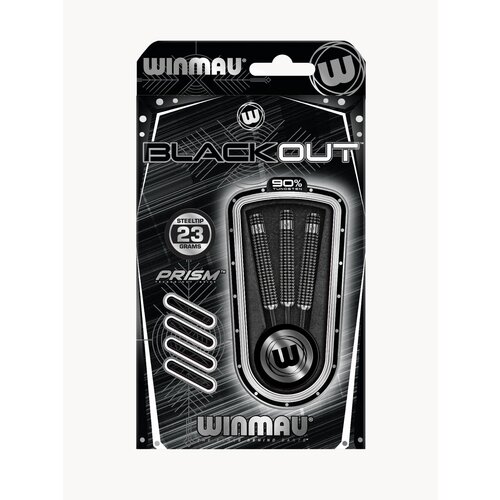 Дротики (вольфрам 90%, 23гр) WINMAU BLACKOUT Steeltip для игры в Дартс (профессиональный уровень)