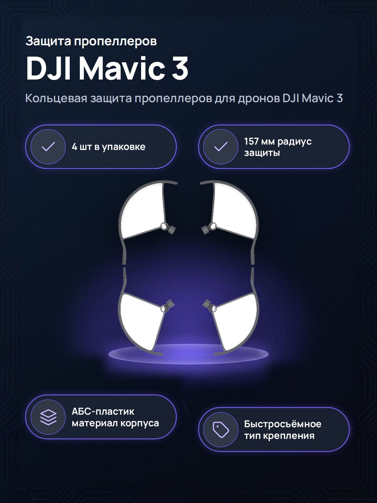 Комплектующие для дронов и квадрокоптеров DJI Защита пропеллеров Mavic 3 быстросъемная для дронов серии Mavic Classic Cine
