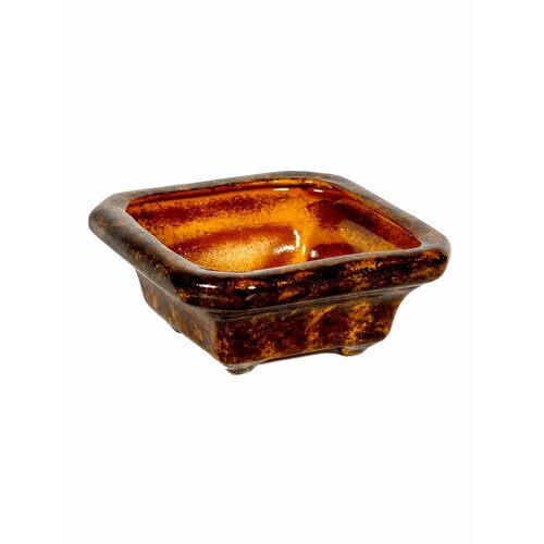 Кашпо для бонсая керамическое Бонсайница квадратное коричневое 1,5л