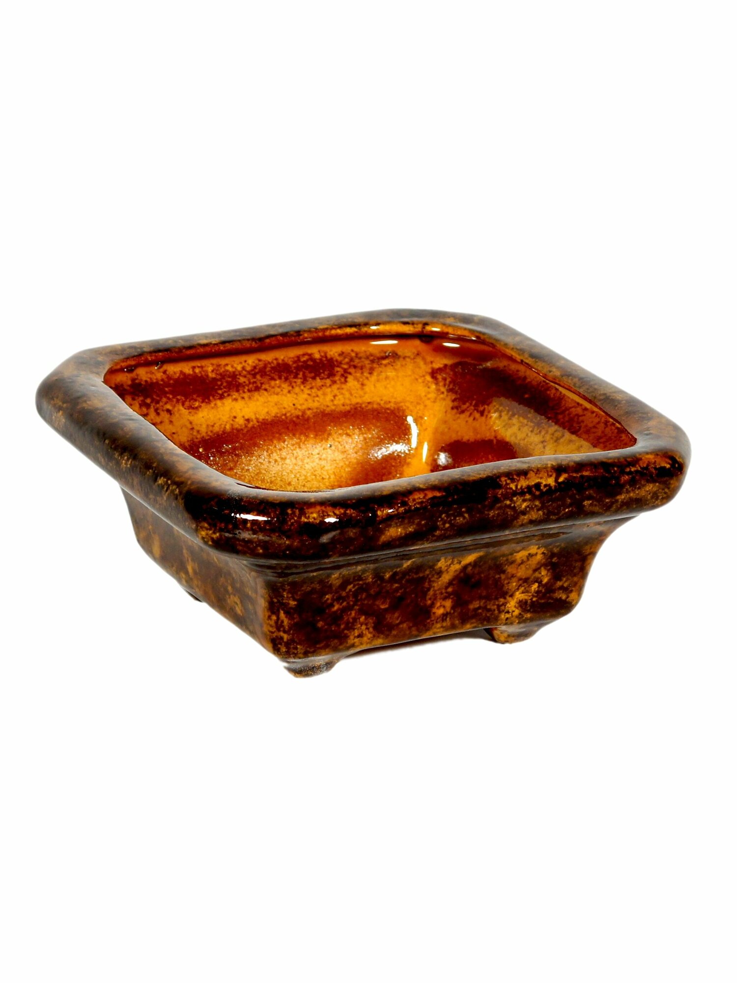 Кашпо для бонсая керамическое Бонсайница квадратное коричневое 1,5л