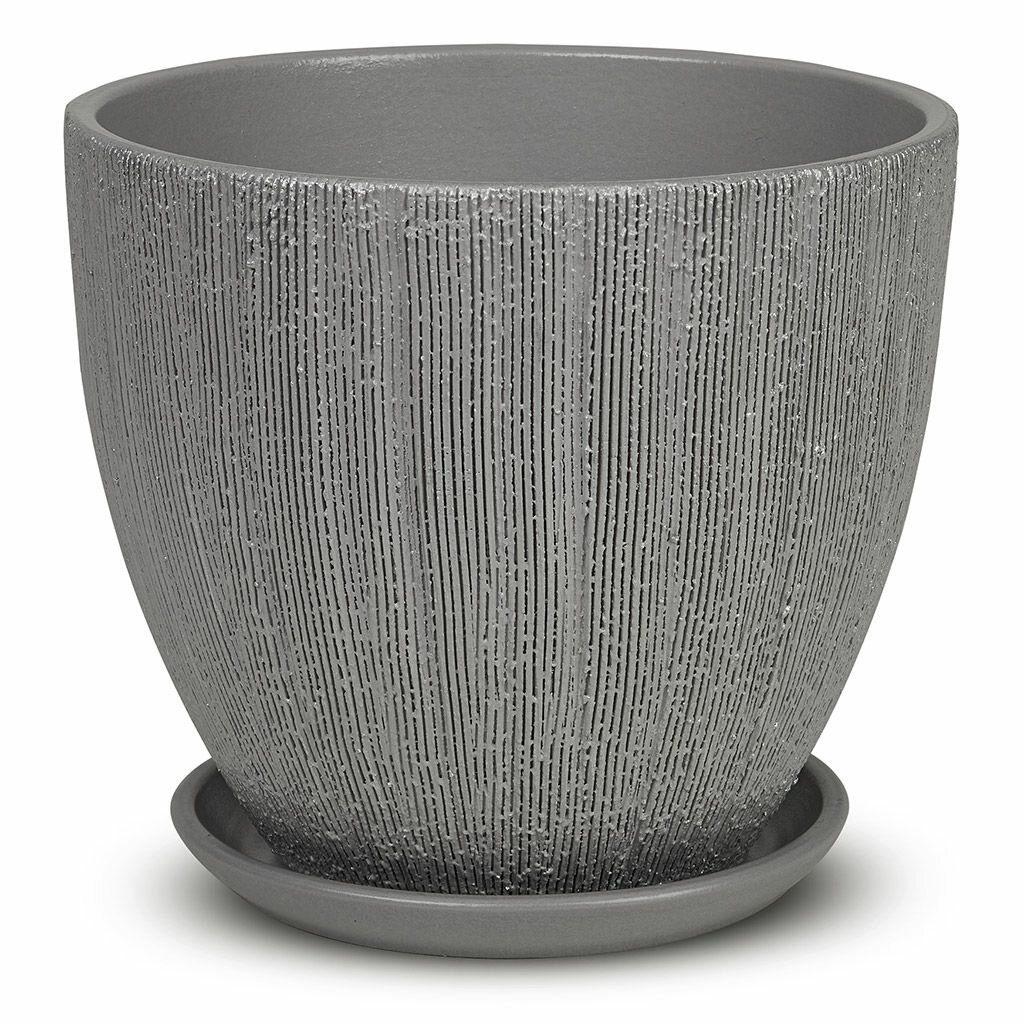 Горшок для цветов керамический "Меланж-2" 0,6л, д12см, h10см, форма "Высокий овал", с поддоном, серый
