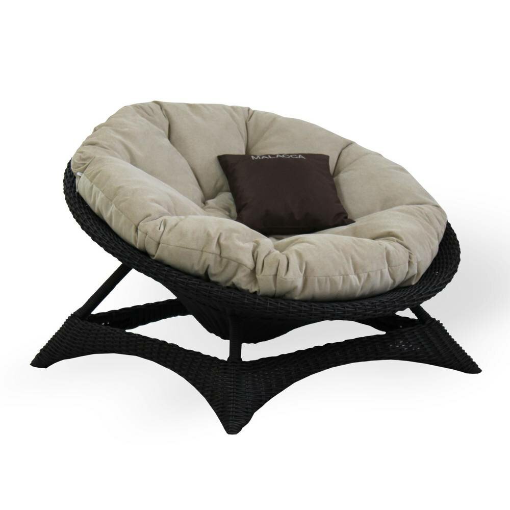 Кресло-шезлонг из ротанга Мальта MALACCA, Садовая мебель для дачи, Искусственный ротанг с цельной подушкой, венге
