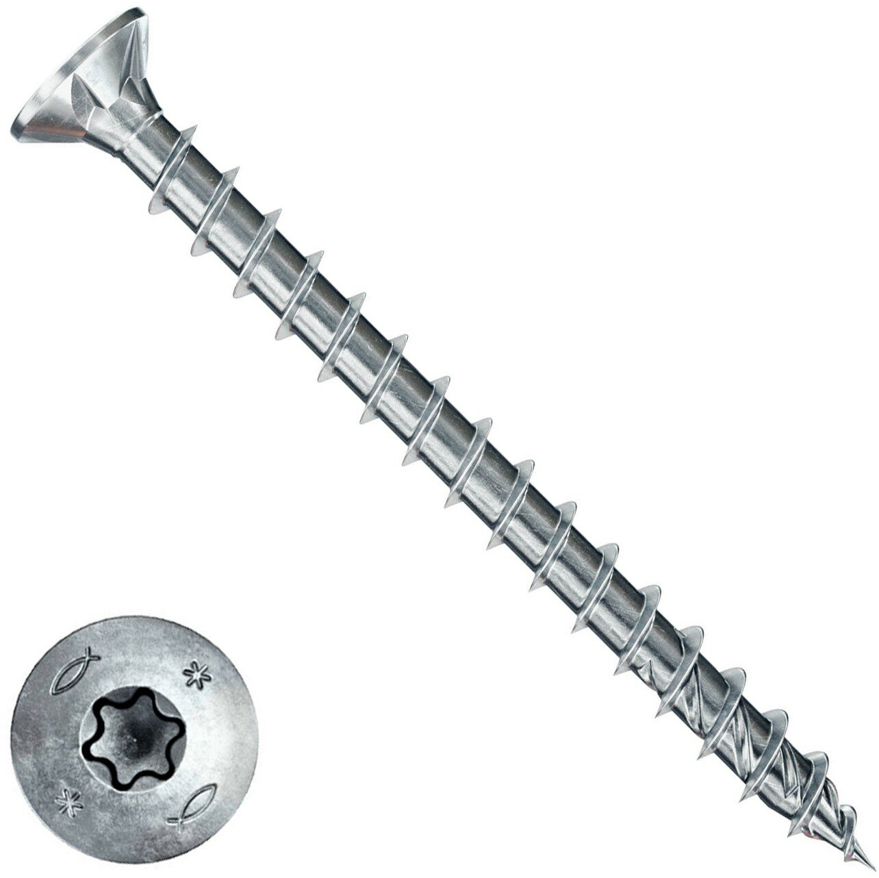 фото Саморез по дереву Fischer FPF CTF 3.0x12 Torx полная резьба белый цинк упак. 200шт (670001)