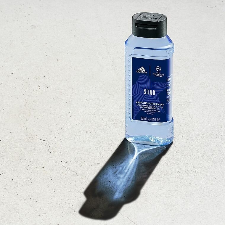 Гель для душа мужской Adidas Champions League Star Aromatic & Citrus Scent Natural Essential Oil Shower Gel 250 мл (Из Финляндии)