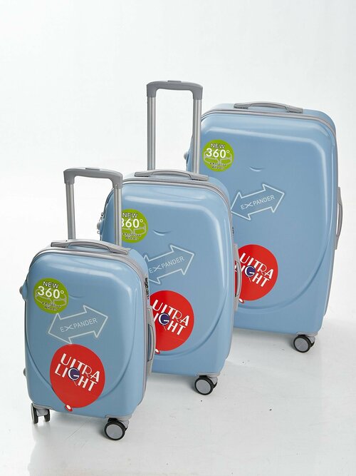 Комплект чемоданов Ультра ЛАЙТ, размер S/M/L, голубой
