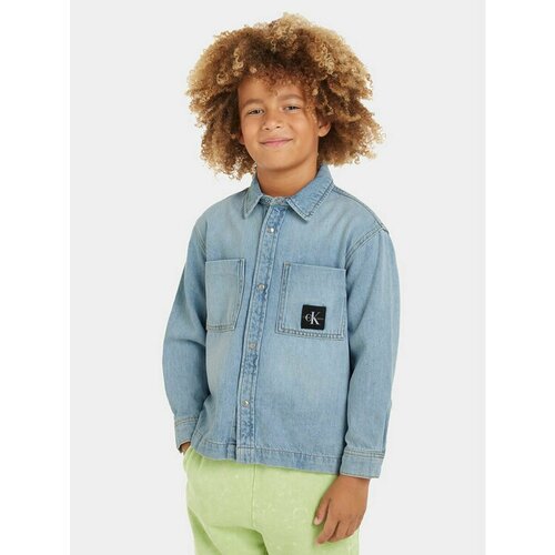 фото Рубашка calvin klein jeans, размер 16y [met], голубой