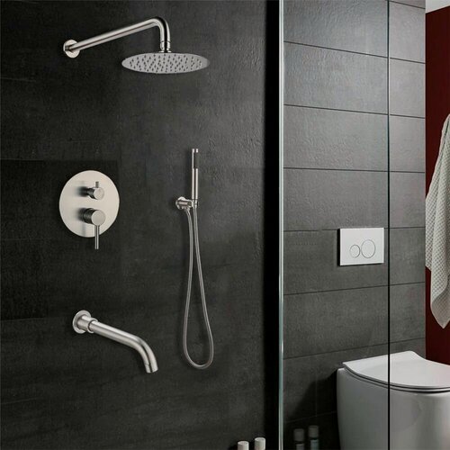 Изображение товара Встраиваемый душевой комплект, РМС SUS129-1S, тропический душ 20 см, нержавеющая сталь