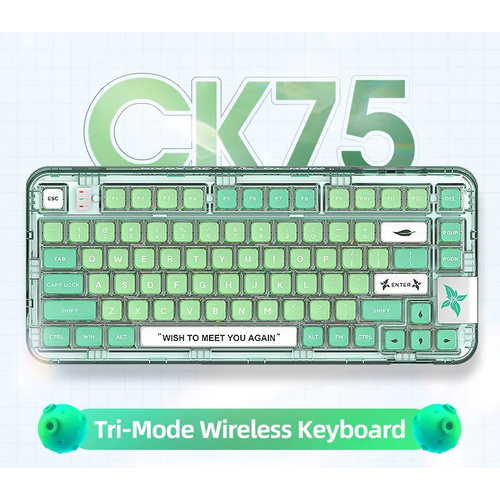 YUNZII Игровая клавиатура беспроводная CoolKiller CK75, (Linear), Английская раскладка, зеленый