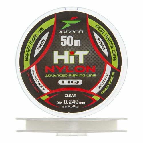 леска монофильная для рыбалки intech hit nylon 0 234мм 50м clear Леска монофильная для рыбалки Intech Hit Nylon 0,249мм 50м (clear)