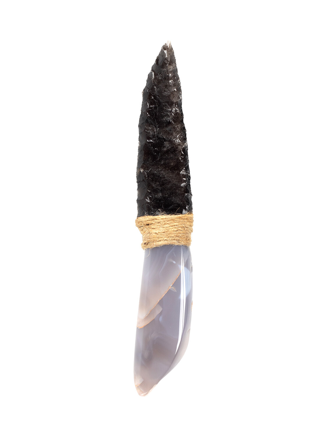 Сувенирный нож Атам из Агата и Обсидиана 16 см, серый