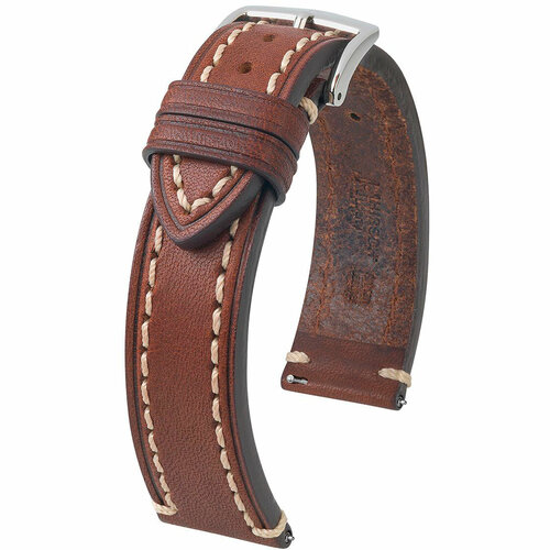 Ремешок HIRSCH, фактура зернистая, гладкая, коричневый