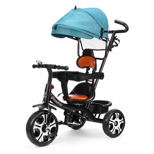 Велосипед 3-х колесный с ручкой и крышей 108 EVA голубой 7180₽