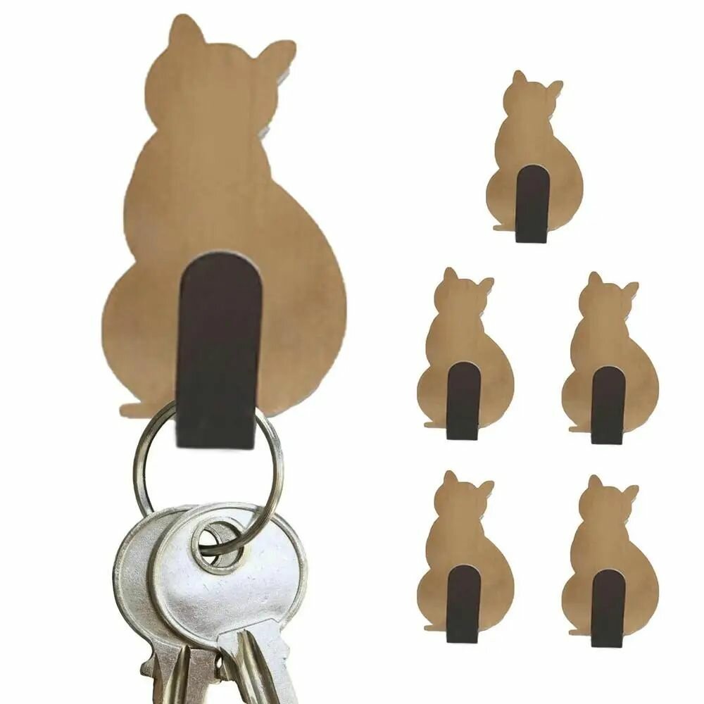 фото 3 шт Крючок для одежды самоклеящийся кот лофт в ванную в прихожую