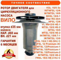 Ротор двигателя циркуляционного насоса для WILO KSL-15/6, втулка 35 мм, колесо 68мм/21мм