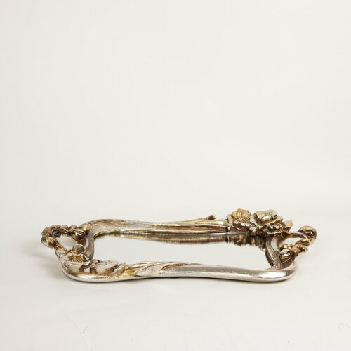 Поднос декоративный Зеркальный Цветы, 23 х 40 см, золотистый