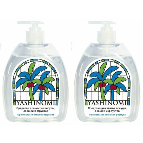 Yashinomi Средство для мытья посуды, овощей и фруктов С помпой, 500 мл, 2 шт