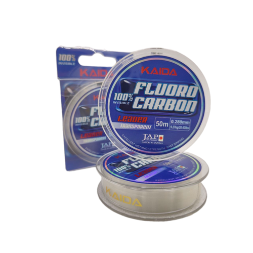 Леска поводковая fluorocarbon каида 50м 0.28мм 9.27 кг.