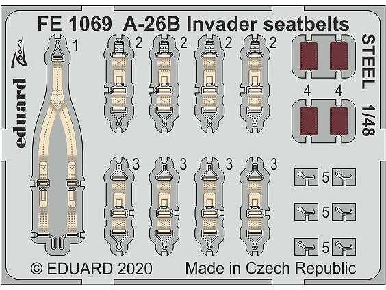 Фототравление для модели A-26B Invader стальные ремни, ICM. Масштаб 1:48
