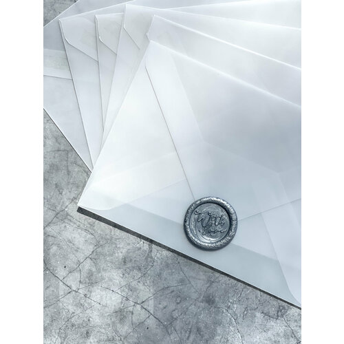 Конверты из кальки и серебрянные сургучные печати with love 5 шт 473₽