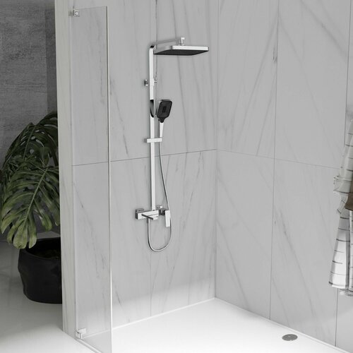 фото Душевая система vincea cube vsfs-4c12ch с изливом, цвет хром