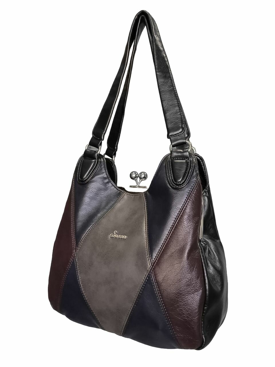 Сумка мессенджер Sassa, фактура гладкая, синий, бордовый, черный, бежевый — фото 1