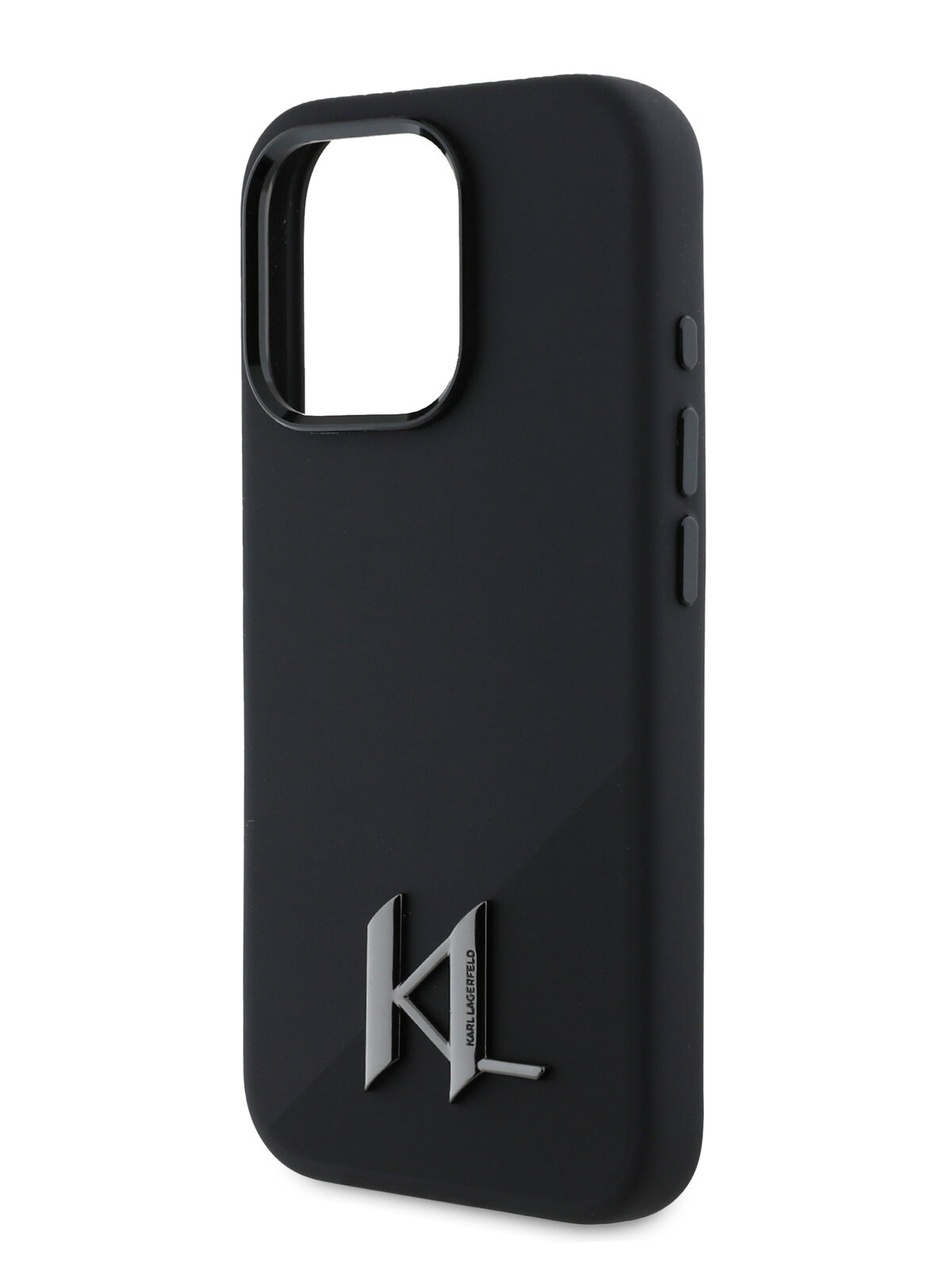 Lagerfeld для iPhone 16 Pro чехол Liquid Silicone Shadow Metal logo & Camera Hard Black (MagSafe)