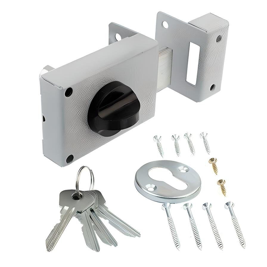 Замок Зенит ЗН 1-1, накладной, серый, 1 замок в комплекте, 4 ключа