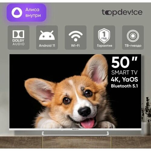 Телевизор Topdevice TDTV50CS03U_WE 4K Ultra HD Smart TV YaOS белый 27599₽