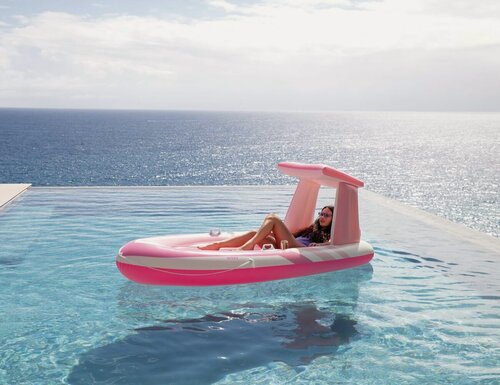 Изображение товара Надувной шезлонг с навесом Розовый рай, 244х119х97 см, 57804