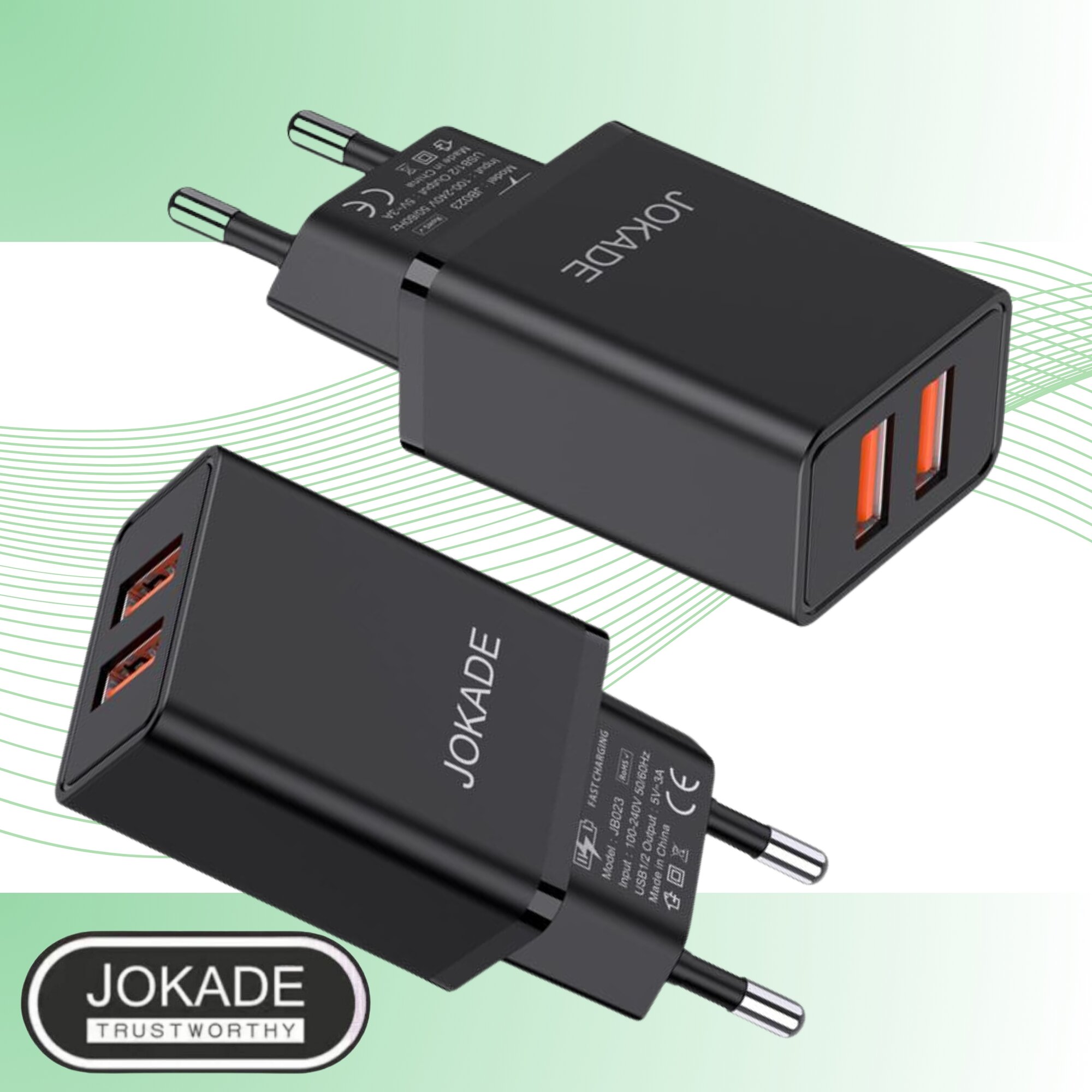 Зарядное устройство JOKADE, JB024, USB Type-C/Type-A, 1 м, черный — фото 1