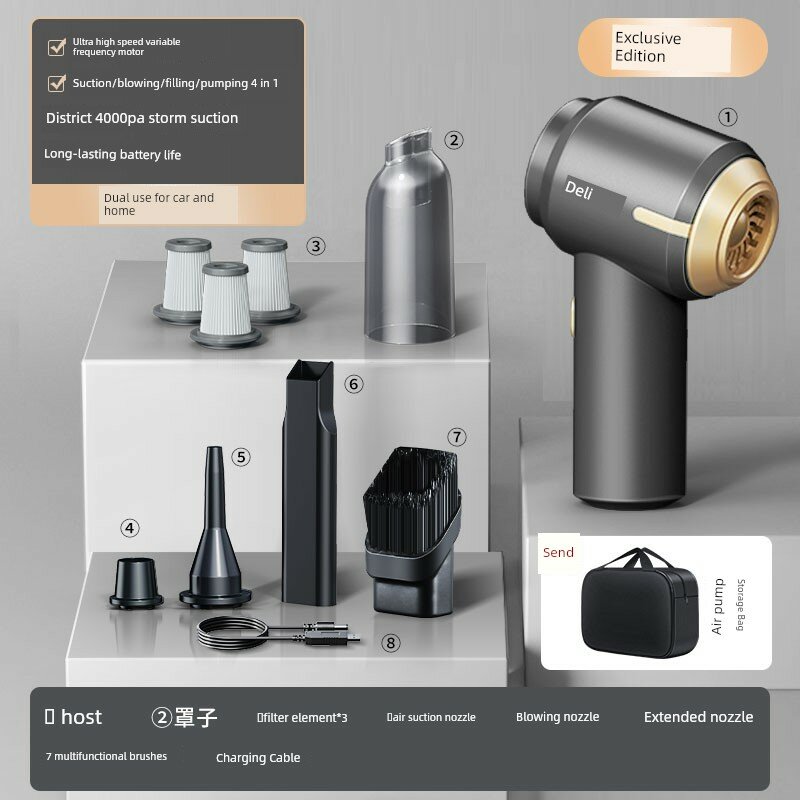 Midnight Black Pure Copper Premium Беспроводная ручная автомобильная швабра с 3 фильтрами