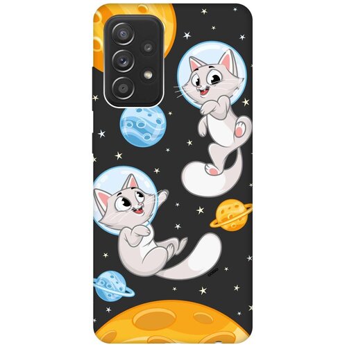 фото Силиконовая чехол-накладка silky touch для samsung galaxy a52 с принтом "cosmocats" черная gosso