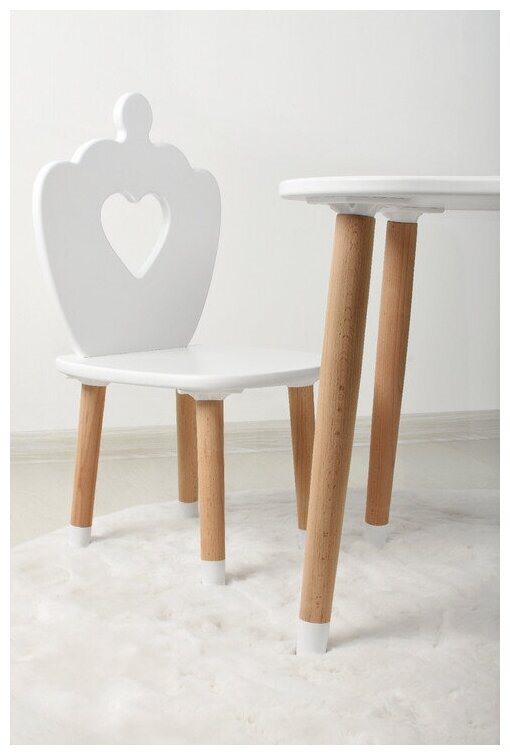 Детский стол и стул из дерева Мега Тойс комплект стол и стул / Набор мебели для детской комнаты для малышей Сердце - фотография № 5