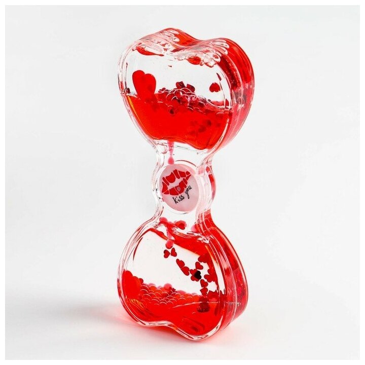 Гелевые песочные часы, 14.8х6.5 см, с мигающим шариком, красные 7403295