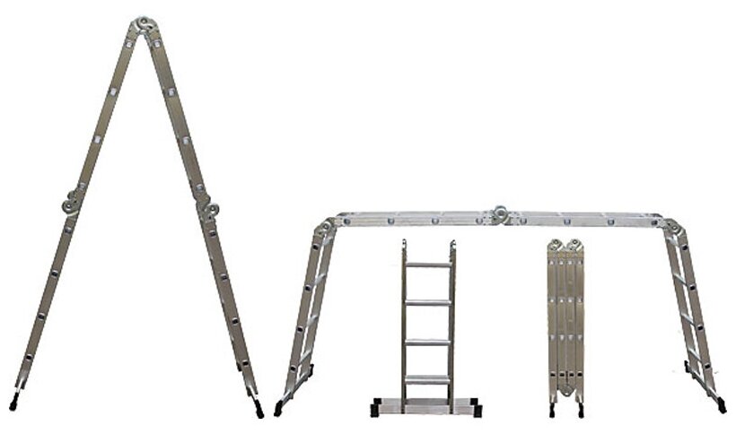 Лестница-трансформер алюминиевая, 4 секции х 5 ступеней, вес 14,4 кг Fit