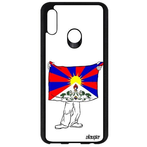 фото Стильный чехол на // huawei p smart 2019 // "флаг тибета с руками" страна стиль, utaupia, белый
