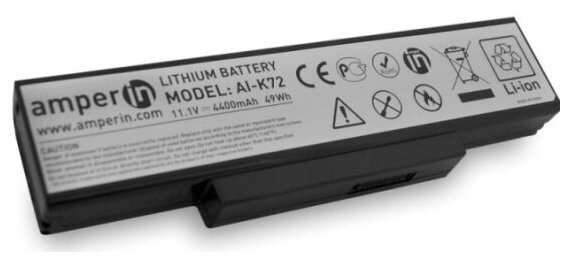 Аккумулятор для ноутбука Amperin AI-K72 для Asus K Series 11.1v 4400mAh (49Wh)