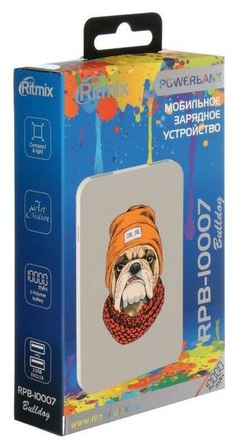 882144 Внешний аккумулятор Ritmix Power Bank RPB-10007 10000mAh Bulldog