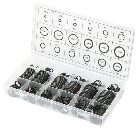 фото СИБРТЕХ Набор резиновых уплотнительных прокладок, D 3 - 23 мм, 279 предм.// СИБРТЕХ