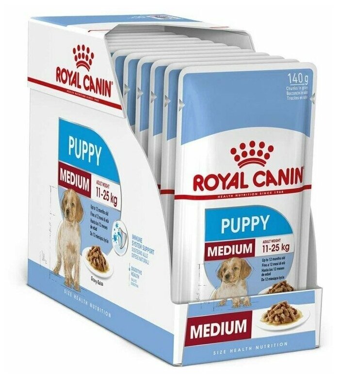 Влажный корм для щенков Royal Canin при чувствительном пищеварении 10 шт. х 140 г (для средних пород)