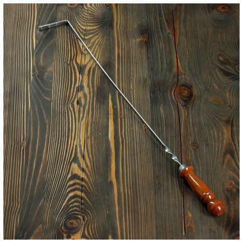 Кочерга узбекская с деревянной ручкой, с узором, 50/1 см, полная длина 71 см, сталь 3 мм